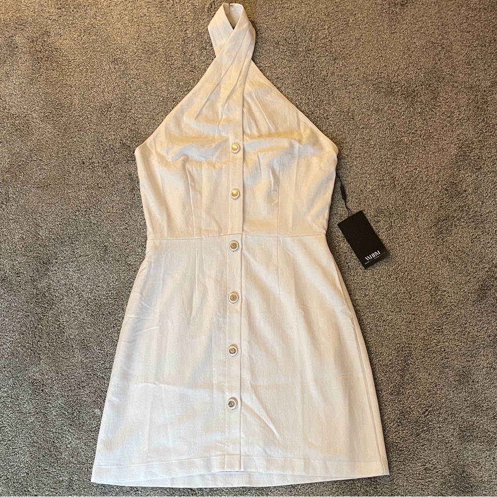 White House Black Market Button-Front Halter Mini Dress